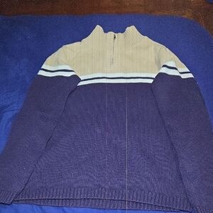 Liz Claiborne Men's Zip-Up Sweater in Navy and Tan
